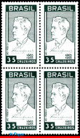 Ref. BR-1008-Q BRAZIL 1965 - LEONCIO CORREIAS, POET,WRITER, BLOCK MNH, FAMOUS PEOPLE 4V Sc# 1008 - Blocs-feuillets