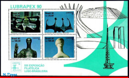 Ref. BR-2285B BRAZIL 1990 - LUBRAPEX, SCULPTURES,MI# B85, NO PHOSPHORESCENT EDGE,S/S MNH, PHILATELY 4V Sc# 2285B - Unused Stamps