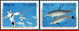 Ref. BR-2352-53 BRAZIL 1992 - FAUNA OF FERN.DE NORONHAISLAND, DOLPHINS, MI# 2455-56, SET MNH, BIRDS 2V Sc# 2352-2353 - Seagulls