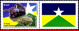 Ref. BR-3115-1 BRAZIL 2009 - RONDONIA, FORT, FLAGS,PERSONALIZED MNH, RAILWAYS, TRAINS 1V Sc# 3115 - Personnalisés