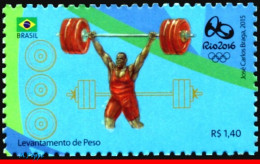 Ref. BR-3318J BRAZIL 2015 - OLYMPIC GAMES, RIO 2016,WEIGHTLIFTING, STAMP OF 4TH SHEET, MNH, SPORTS 1V Sc# 3318J - Pesistica