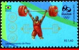 Ref. BR-3318J BRAZIL 2015 - OLYMPIC GAMES, RIO 2016,WEIGHTLIFTING, STAMP OF 4TH SHEET, MNH, SPORTS 1V Sc# 3318J - Haltérophilie