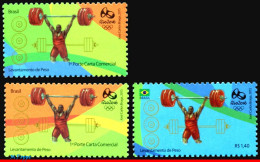 Ref. BR-OLYM-E05 BRAZIL 2015 - OLYMPIC GAMES, RIO 2016,WEIGHTLIFTING,STAMPS 1ST & 4TH SHEET,MNH, SPORTS 3V - Haltérophilie