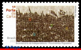 Ref. BR-V2022-08 BRAZIL 2022 - 200 YEARS INDEPENDENCE,, POPULAR MOVEMENTS, MNH, HISTORY 1V - Nuovi