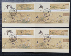 Maxi Cards(C & D) Taiwan 2023 Taipei Stamp Exhi. -Chinese Ancient Painting Of Myriad Butterflies Stamps - Maximumkarten