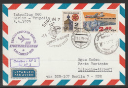 1979, Interflug, First Flight Card, Praha-Tripolis, Feeder Mail - Luftpost