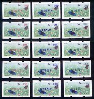 2023 Taiwan - ATM Frama -Purple Crow Butterfly  3 Colors Imprint ($5.00 X15 Pcs.) - Automaatzegels [ATM]