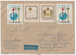 HUNGARY 1975 SWORD, GLOBE, MAP, VOTING, WORLD FENCING CHAMPIONSHIP, BUDAPEST TO BOMBAY, INDIA (**) INDE INDIEN - Lettres & Documents