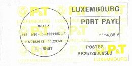 LUXEMBOURG - VIGNETTES PORT PAYE ET RECOMMANDEE DE WILT POUR LA FRANCE, VOIR LES SCANNERS - Cartas & Documentos