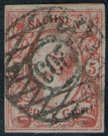 203 WALDKIRCHEN Auf 5 Ngr. Bräunlichrot - Sachsen Nr. 12 Aa - Pracht - Sachsen