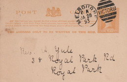 Victoria Entier Postal Melbourne 1893 - Lettres & Documents