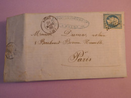 BY18 FRANCE  BELLE  LETTRE  1860 REIMS  A PARIS ++ NAPOLEON N° 14 ++AFF. INTERESSANT ++ - 1853-1860 Napoléon III