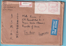 IMPRIMES Recommandé  Par Avion  LEUVEN 11 IV 1968 Vers  TAIWAN CHINA  - 1960-1979