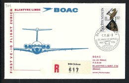 LIECHTENSTEIN P.A. 1966: LSC Ill. Rec. De Schaan Pour Le Malawi (1er Vol) - Air Post