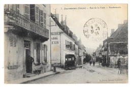 Cpa: 23 AUZANCES (ar. Aubusson) Rue De La Poste - Gendarmerie (animée) 1924  Ed. E. Barsse, Epicerie Parisienne N° 7 - Auzances