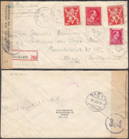 Belgique 1945 -Lettre Recommandée Avec Censure De Roeselare Vers Bern-Suïsse. Emis. Lion "V" Londres (EB) DC-11802 - 1929-1937 Heraldischer Löwe