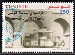 2015- Tunisie - Trains En Tunisie -  Tramway Ville De Tunis - OBLI  1V - Tunisie (1956-...)