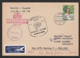 1989, Interflug, Special Flight Card, Javornik-Zagreb, Feeder Mail - Luchtpost