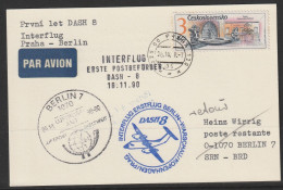 1990, Interflug, First Flight Card, Praha-Berlin - Corréo Aéreo