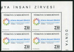 Türkiye 2016 Mi 4262 MNH World Humanitarian Summit, Emblem [Block Of 4] - Nuevos