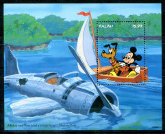 PALAU Block 35, Bl.35 Canc. - Disney, Micky Maus, Mickey Mouse, Pluto, Flugzeug, Plane, Avion - PALAOS - Palau