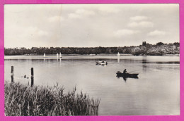 292702 / Germany DDR Oranienburg B. Berlin Lake Lehnitzsee Fishing Boat Sailing PC USED 1961 - 20 Pf. Stalinallee Berlin - Oranienburg