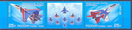 2021. Russia, Airobatic Demonstration Teams Of The Russian Air Force, 2v + Label,  Mint/** - Neufs