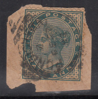 ½a QV On Piece, French India, British India Used Abroad, Pondicherry CDS Used - Used Stamps