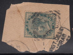 ½a QV On Piece, French India, British India Used Abroad, Pondicherry CDS Used - Used Stamps