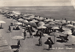 CARTOLINA  PORTO S.GIORGIO,FERMO,MARCHE-SPIAGGIA-MARE,SOLE,ESTATE,VACANZA,LUNGOMARE,BOLLO STACCATO,VIAGGIATA - Fermo