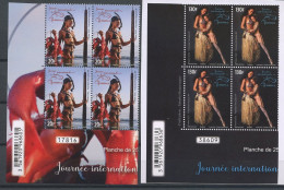 POLYNESIE 2022 N° 1292/1293 ** Blocs De 4 Numérotés Neufs MNH Superbes Journée Du Droit Des Femmes Pêcheuse Danseuse - Neufs