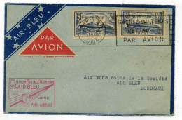 AIR BLEU / 1ere Liaison PARIS- BORDEAUX / Aff 2xYT N°299 Paquebot Normandie / 1935 - 1927-1959 Covers & Documents