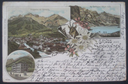 Glarus Süd (GL) Schwanden - Mehrbild-Lithographie "Gruss Aus Schwanden" 1897 - Schwanden