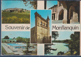 Montflanquin, Lot Et Garonne, Multi Vues, Les Couverts, Lac, Eglise, Piscine 26.7.77 Timbre 1892 - Monflanquin