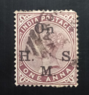 INDE 1874 Queen Victoria Postage Stamps Overprinted "On H. S. M." 1A Oblitéré - 1858-79 Crown Colony