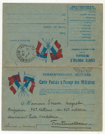 Carte FM Double D'édition Privée - Carte Postale à L'usage Des Militaires - 4 Drapeaux - 1915 - Briefe U. Dokumente