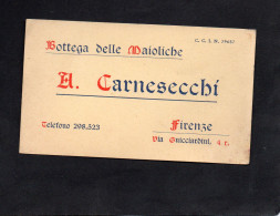 (P) Carte De Visite - Bottega Delle Maioliche " A. Carnesecchi " Firenze / Florence - Cartes De Visite