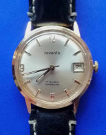 ROVENTA+SWISS-HAND-WINDING+GOLD-PLATED+VINTAGE+WRIST-WATCH+17-RUBIS-INCABLOC+1960-1970 - Antike Uhren