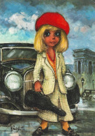 Bonnie, Dessin Michel Thomas, Enfant 'Poulbot' Paris - Fillette, Voiture Luxe, Violon, Costume Chic, Béret - Thomas