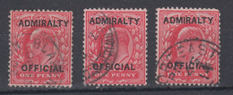 GB 1902 Admiralty Official 1d X3 Used - Oficiales