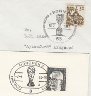 2 Diff FOOTBALL WORLD CUP FINAL Covers 1966 &  1974 Germany Sport Stamps Cover Soccer - 1966 – England