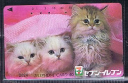 Télécartes Carte Telephonique Phonecard Japon Japan  Telecarte Theme Chat - Cats