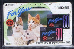 Télécartes Carte Telephonique Phonecard Japon Japan  Telecarte Theme Chat - Cats