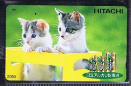 Télécartes Carte Telephonique Phonecard Japon Japan  Telecarte Theme Chat - Katten