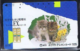 Télécartes Carte Telephonique Phonecard Japon Japan  Telecarte Theme Chat - Katten