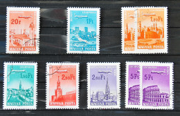 HONGRIE Poste Aérienne - Survole De Villes - Lot De 7 Timbres Oblitérés - Oblitérés