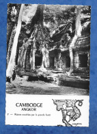 CPSM CAMBODGE Temple D' Angkor -   Légende Avec Petite Carte Géographique - 10/15 Cm Ed Robillard - Cambodge