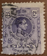 Spain 1909 King Alfonso XIII - Blue Control Numbers On Backside 15c - Used - Usados
