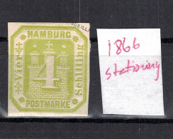 CHCT9 - 4 Schilling Stationery Stamp / Cut Out, 1866, Hamburg, Germany - Hambourg