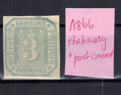 CHCT9 - 3 Schilling Stationery Stamp / Cut Out, 1866, Hamburg, Germany - Hamburg